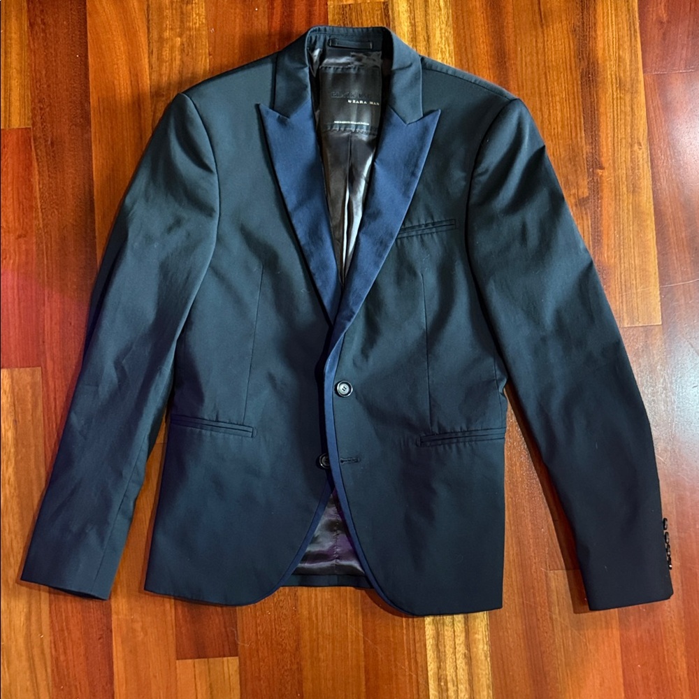 Black Tag by Zara Man Black and Blue Blazer, 34